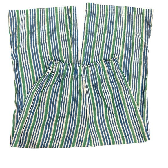 Emerson Fry India collection Blue and Green wide leg stretch Pants size SM - Picture 2 of 6